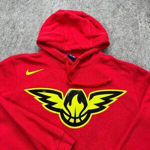 Atlanta Hawks Nike Hoodie Men L Red Pullover Hooded Sweater Sweatshirt Fleece